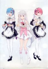 【中古】クリアファイル [単品] エミリア＆レム＆ラム A4クリアファイル 「Re：ゼロから始める異世界生活 氷結の絆 劇場パンフレット」 付属品