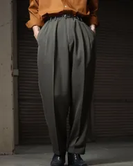 1990s- dockers wool blend 2tuck silky slacks  90年代 ドッカーズ 2タック ワイドストレート スラックス ウーステッド ウール ダブル W36 カーキブラウン