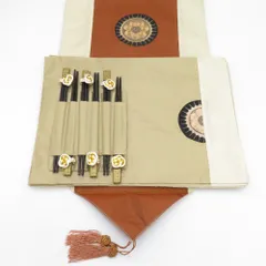 箸・ランチョンマット＆テーブルランナー ブロンズ×ゴールド 刺繍 台湾製