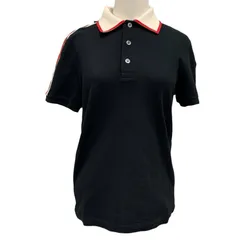 GUCCI フリル 襟つき ポロシャツ 半袖 Tシャツ ブラック Lサイズ グッチGUCCI半袖ポロシャツTシャツロゴ黒ブラックイタリア製