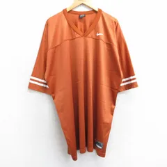 XL/古着 ナイキ NIKE 半袖 ビンテージ フットボール Tシャツ メンズ 00s ワンポイントロゴ メッシュ地 大きいサイズ ロング丈 Vネック オレ