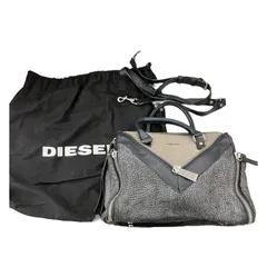 186000 現状品 DIESEL ディーゼル  レザー2way ショルダーバッグ ブラック　グレー
