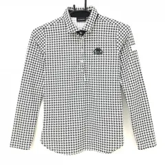 カッパ 長袖ポロシャツ 白×黒 千鳥格子 レディース S ゴルフウェア Kappa