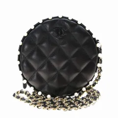 CHANEL シャネル ラムスキン ラウンドパール チェーンマトラッセ ミニショルダーバッグ ２９番台 ブラック レディース 【中古】 /TNT