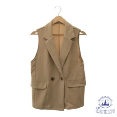 【訳アリ】 トップス ベスト 襟 ボタン ポケット ノースリーブ カジュアル おしゃれ 綺麗め 袖なし レディース ベージュ M 901-13517 送料無料 古着