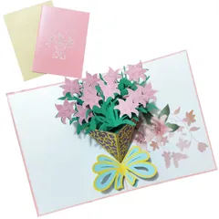 【色: NO.3 ユリ】Mainiusi 3Dカード 立体 グリーティングカード