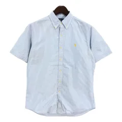RALPH LAUREN ラルフローレン 半袖ボタンダウンシャツ シアサッカー ストライプ ライトブルー(メンズ M)中古 古着 T7806