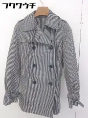 ◇ ◎ Ray BEAMS レイビームス ベルト付 チェック 長袖 トレンチ コート サイズF ブラック ホワイト レディース  【1111200000604】のサムネイル
