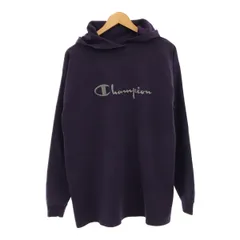 Champion チャンピオン 90's カットソーパーカー ロンTee 刺繍ロゴ パープル LARGE USA製 グッドコンディション
