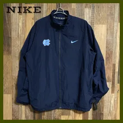 ナイキ ロゴ ジップアップ ネイビー ナイロンジャケット アウター ジップアップ メンズ 古着 長袖