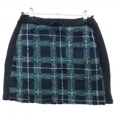 アディダス ボアスカート グリーン×ネイビー チェック ウエストゴム＆調節紐  レディース L/G ゴルフウェア adidas