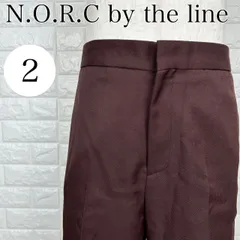 N.O.R.C by the line ノークバイザライン サイズ2 ブラウン センタープレスパンツ ポリエステル混 シンプルデザイン ストレート ロングメンズ【A2809-20】