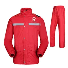 [レッド] CAY Glitterレインウェア メンズレインウエア ゴルフ 雨具上下セット バイク自転車レインコートフード付き フード収納ポケット付き ウインドウブレーカー 梅雨対策