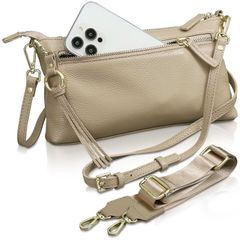 ベージュ [アンコール] ショルダーバッグ 【長財布も入る】 スマホショルダー 本革 高見え 横型 レディース 小さめ スマホポーチ 3WAY 斜めがけ ミニショルダー 財布 スマホポシェット スマホ バッグ 軽量 ショルダーポーチ サコッシュ (ベージュ)