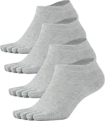 PIENILO 五本指ソックス メンズ くるぶし 5本指 靴下 かかと付き ショート 4足セット(グレー4足,  25.0-27.0 cm)