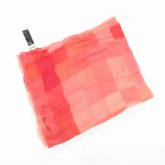 アルマーニ コレツィオーニ ARMANI COLLEZIONI タグ付き ストール マフラー リネン シルク混 チェック柄 ピンク 赤 レッド オレンジ /JS 1106のサムネイル