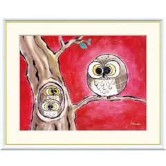 高精細デジタル額装版画 現代アート Hinako しあわせのふくろう 日菜子 (ひなこ) 「 愛情ふくろう 」 サイズ F8号