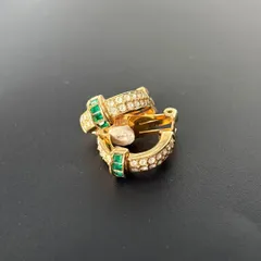 Christian Dior Christian Dior クリスチャンディオール ゴールド エメラルドグリーンモチーフ フープ イヤリング アクセサリー レディース ラインストーン earrings VINTAGE emerald