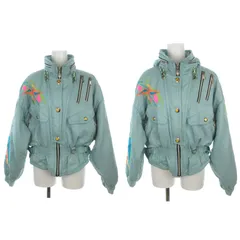 デサント DESCENTE Racing Equipment ヴィンテージ スキーウェア ジャケット ワッペン ジップアップ L 青系 /US