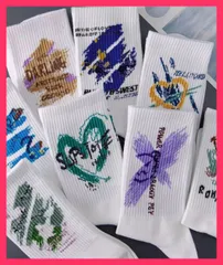 【スタッフおすすめ！】 8足組 ソックスセット レディース白靴下 クォーターソックス/クルーソックス 白/くつした 春夏秋冬 イラストソックス おしゃれスニーカーく おすすめ おしゃれ　かわいい　人気 6DATANG-001