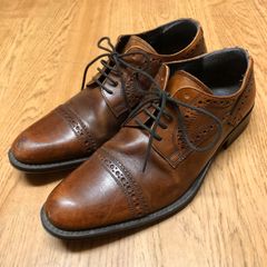 COLE HAAN ウィングチップ レザーシューズ ブラウン - メルカリ