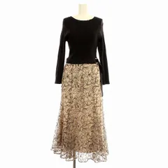 ジャスグリッティー JUSGLITTY 22SS エアリー刺繍スカートドッキングワンピース 42169370 リブニット レース ワンピース 花柄 ロング 2 チャコール ベージュ /☆G