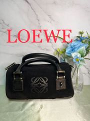 ご成約品⑤ LOWEB ロエベ ハンドバッグ ミニボストンバッグ スエードレザー ブラック 黒