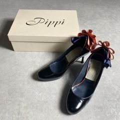 Pippi ラッフルリボンパンプス 黒 ベージュ 37 1/2 - メルカリ