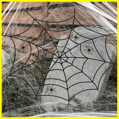 ハロウィン 飾りクモの巣7点セット 直径1.5m蜘蛛の巣 スパイダーウェブ お化け屋敷 蜘蛛 ネット 飾りつけ ハロウィン パーティー 雰囲気満点 学園祭 お店 お化け屋敷 デコレーション 道具 家庭用 店舗 飾り 装飾品 (クモ