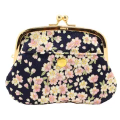 小紋工房 4寸親子がま口 財布 桜（紺） 小銭入れ カードケース 二越ちりめん 京都 和KOMONO 江戸小紋 0207 [桜（紺）]