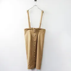 美品 大きいサイズ ローズティアラ Rose Tiara サスペンダーつきハイウエストスカート 42＼キャメル 吊り パールボタン【2400014641721】