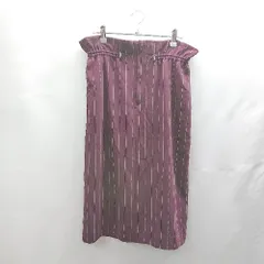 ◇ Θ INDIVI インディヴィ ストライプ柄 ウエストゴム 膝丈 Aライン スカート サイズ40 パープル レディース E  【1502030004090】