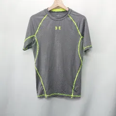 ◇ ⊂ UNDER ARMOUR ロゴプリント 半袖 Ｔシャツ サイズXL グレー ライトグリーン メンズ E  【1409240055822】