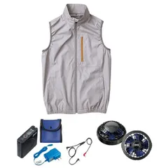 KU92140 空調服 R ポリエステル製 遮熱 タチエリ ベスト FAN2400SPBB・RD9261・LISUPER1セット シルバー LL