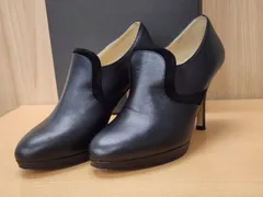 CORSO ROMA 9 コルソローマ ノーヴェ ブーティ ヒールパンプス レザー ブラック 37 23.5cm