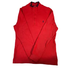 Ralph Lauren ラルフローレン　ポロ　ハーフジップ ワンポイント 刺繍 赤 ニット