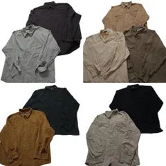 古着卸 まとめ フェイクスエード 長袖シャツ 9枚セット (メンズ XL /2XL /3XL ) 開襟 チェック ボックスカット ビッグサイズ 古着 NB6136
