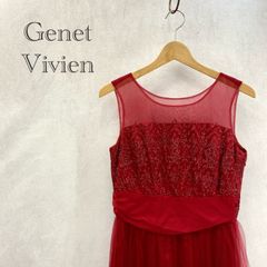 未使用 Genet Vivien ジュネ ビビアン 140271103 ラメ付き オーガンジー ドレス ワンピース パーティー 9 レッド レディース