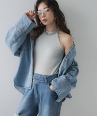 夢展望公式 [新品未使用] ホルターネックラメタンク [シルバー] 他カラー別ページ有 bohmal カットソートップス カットソートップス・Ｔシャツ（キャミソール・ベアトップ） 535266-01
