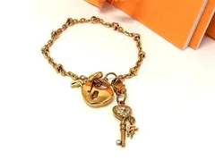 ■美品■ Folli Follie フォリフォリ ハート 鍵 ラインストーン ブレスレット アクセサリー レディース ゴールド系 DI3062