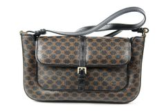 【美品】CELINE セリーヌ マカダム ショルダーバッグ ブランド鞄 ブラウン【SN6】