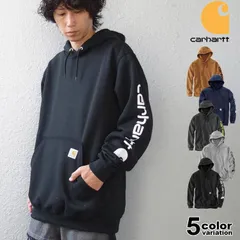 Carhartt カーハート パーカー スウェット プルオーバーパーカー 定番 人気 袖 ロゴ プリント 裏起毛 メンズ トップス k288 ブラック