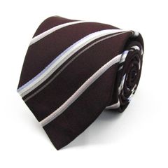 メイル&コー ブランド ネクタイ シルク ストライプ柄 チェンジタイ メンズ ブラウン MALE & Co 【中古】