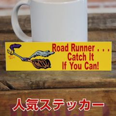 ロードランナー バナー ステッカー ◆ シール Road Runner Catch It If You Can! 黄 JLMS48