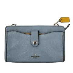 186000 現状品 COACH コーチ ノア ポップアップ ショルダーバッグ ウォレット レザー K1592 64798  パステルブルー 水色　イエロー　 レディース