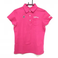 ★SALE価格★【超美品】ジャックバニー 半袖ポロシャツ ピンク ロゴ白 胸ポケット レディース 1(M) ゴルフウェア Jack Bunny