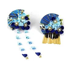 【在庫】Bethany Home つまみ細工 髪飾り 2本セット ヘアクリップ 花 髪飾り 金色 梅 扇子 成人式 振袖 和服 和装 着物 浴衣 可愛い クリップ 花飾り ヘッドドレス 和装アクセサリー 子供 レディース 丈夫 七五三 結婚式 パーティー 卒業