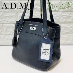 ★極美品★ ADMJ エーディーエムジェイ ブラック レザー パスケース付き トートバッグ ショルダーバッグ 肩掛け