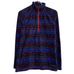 Eddie Bauer フリースジャケット レディース M ブルー ブラック エディーバウアー ハーフジップ 柄 総柄 古着卸 アメリカ仕入 a702-5122のサムネイル