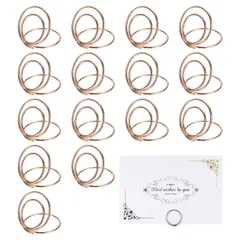 uxcell 16個 ミニカードホルダー テーブル用写真ホルダー 食事サイン メモ ウェディング レストラン 誕生日パーティー用（1x1.2” ローズ金色）